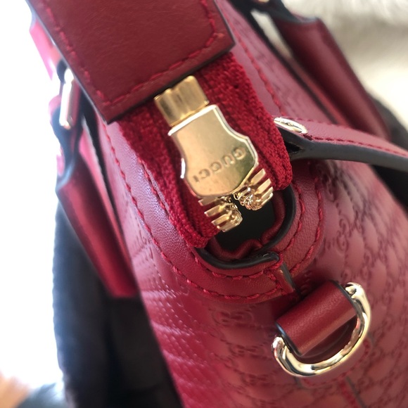 GUCCI Microguccissima Large Red Leather Satchel - Picture 5 of 12